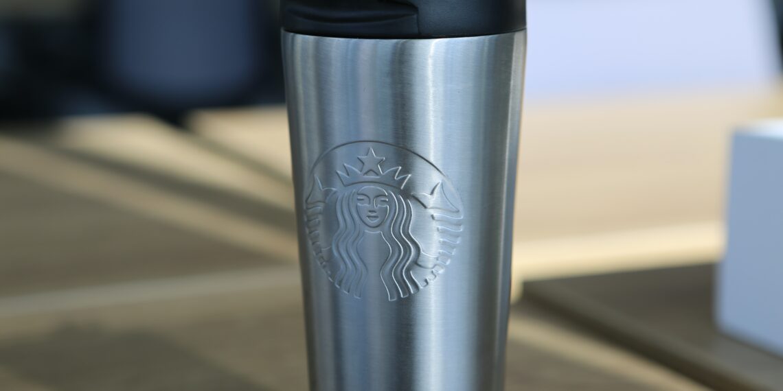 Photo of Starbucks stainless steel tumbler with black cap