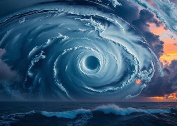 Massive-swirling-tropical-storm-over-the-ocean-with-dramatic-clouds-and-waves-under-a-vibrant-sunset-sky